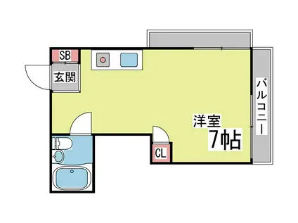 アルカディア六甲(ワンルーム/3階)の間取り写真