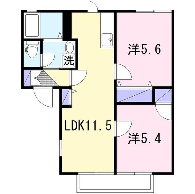リバーサイドアサバ(2LDK/2階)の間取り写真