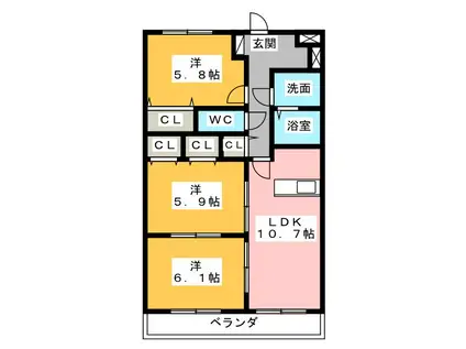 インシエーメ(3LDK/2階)の間取り写真