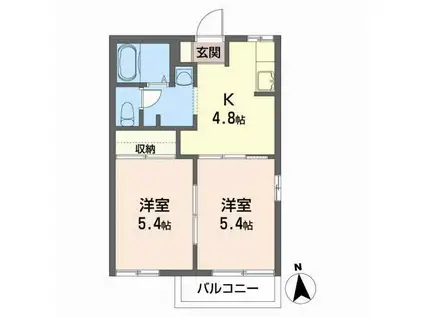 ライブラM(2K/2階)の間取り写真