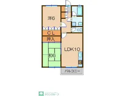 シャングリラ野島I(2LDK/2階)の間取り写真