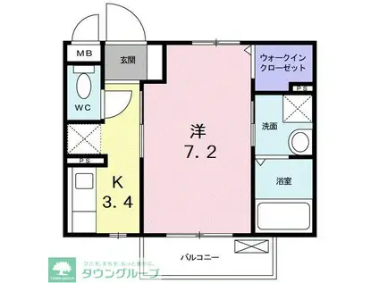 アクティーフ 西所沢(1K/2階)の間取り写真