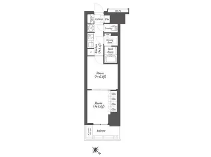 ワーブ横浜伊勢佐木町(2K/14階)の間取り写真