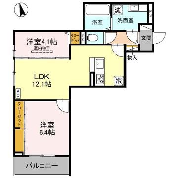 メゾン ド ソルテ B棟(2LDK/3階)の間取り写真