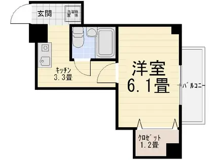 オフィシャルレジデンス(ワンルーム/3階)の間取り写真