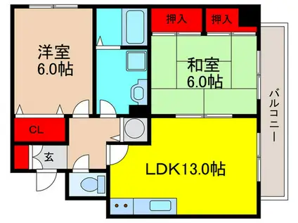 アルバート箕面五番館(2LDK/2階)の間取り写真