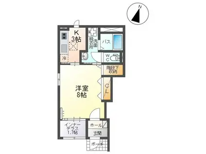 エスポア ドマーニ(1K/1階)の間取り写真