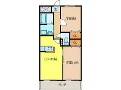 カスカータII(2LDK/3階)の間取り写真