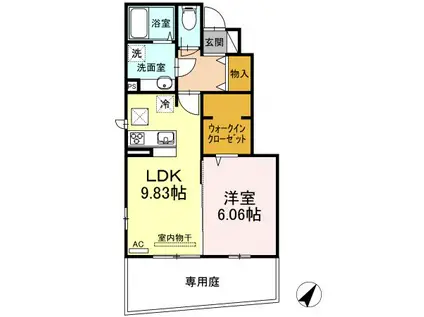 みつばち本町III(1LDK/1階)の間取り写真