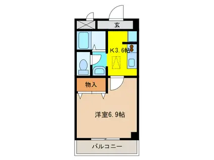 エバーハイツ(1K/1階)の間取り写真