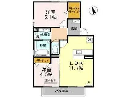 パルケ山口(2LDK/2階)の間取り写真