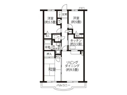 シャルムメゾン・高松(3LDK/1階)の間取り写真