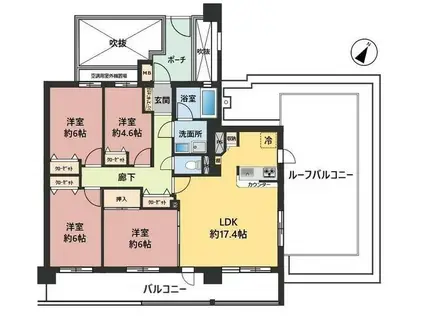 レクセルマンション淵野辺第2(4LDK/6階)の間取り写真