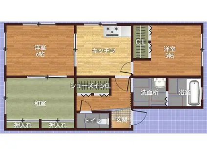 ニューディアス城南A(3DK/1階)の間取り写真