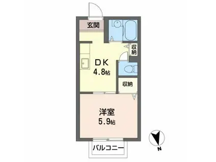 ヴィラ・かしの木II(1DK/2階)の間取り写真