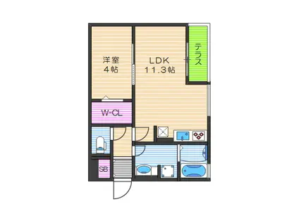 片岡マンション(1LDK/2階)の間取り写真