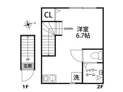 ビュー大岡山(ワンルーム/2階)の間取り写真