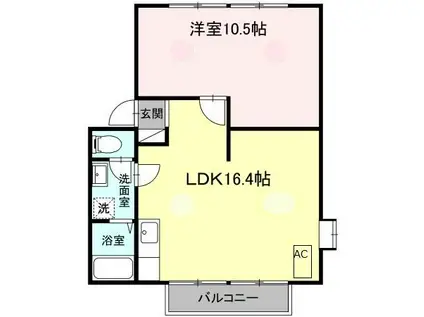 サンガーデンナベシマ C棟(1LDK/2階)の間取り写真
