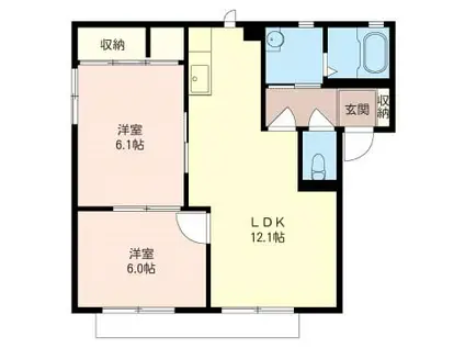 コンフォート湘南緑ヶ丘(2LDK/1階)の間取り写真