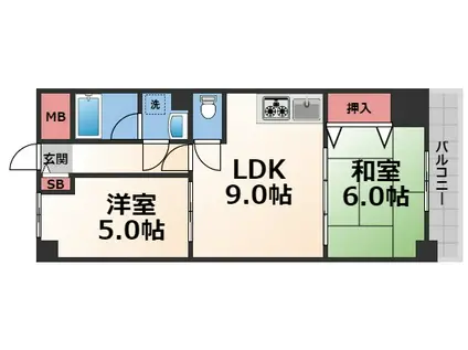 シャトー寿楽(2LDK/4階)の間取り写真