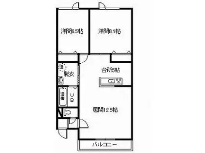 K.M.KII(2LDK/3階)の間取り写真