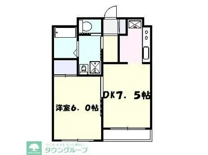 ウインドコート松波(1DK/2階)の間取り写真