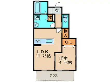 ONGA・MID(1LDK/1階)の間取り写真