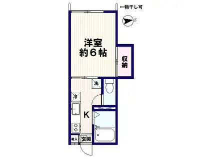 サニーハイツ中村(1K/2階)の間取り写真