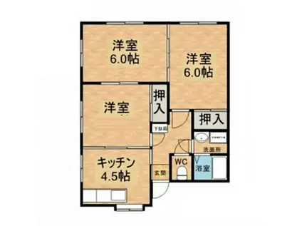 吉田アパート(3K/1階)の間取り写真