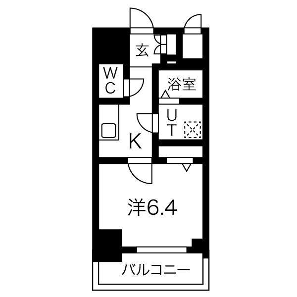エスリード名古屋STATION ウエスト(1K/6階)の間取り写真