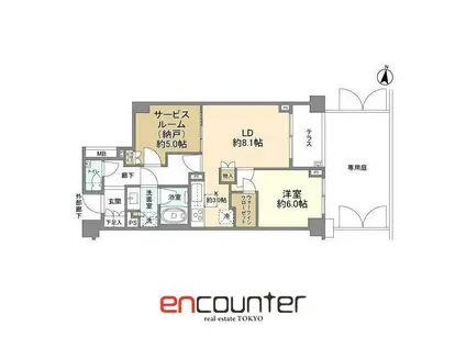 ブランズ弦巻二丁目(1SLDK/1階)の間取り写真