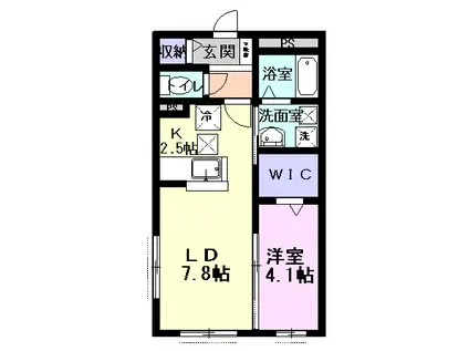 メゾン・ド・フィカーサ(1LDK/1階)の間取り写真