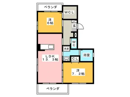 横内井越第2ビル(2LDK/5階)の間取り写真