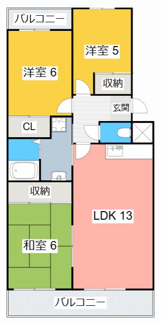 エトワール末広(3LDK/1階)の間取り写真