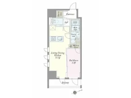 JP NOIE 上野稲荷町 旧ルネフラッツ上野稲荷町(1LDK/15階)の間取り写真