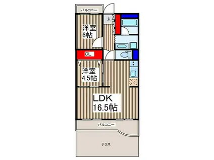 みどり野マンション D(2LDK/1階)の間取り写真