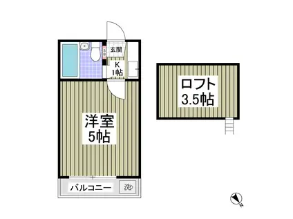 クリアス森林公園 旧レモンハウス森林公園(1K/2階)の間取り写真
