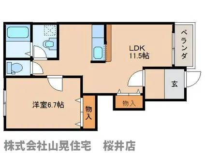 桜・フィオーレ(1LDK/1階)の間取り写真