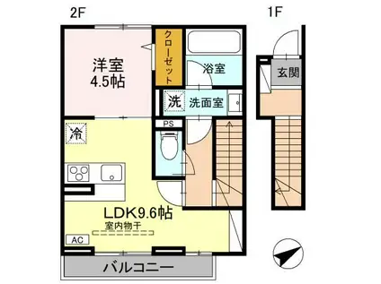 シンボルバーム・ラオム(1LDK/2階)の間取り写真