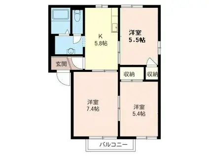 メゾン泉(2LDK/2階)の間取り写真