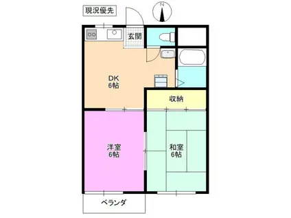 コーポたつみ(2DK/2階)の間取り写真