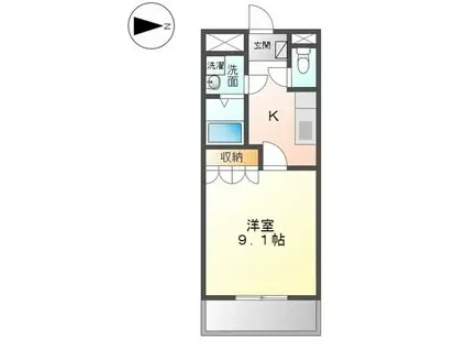 ウエスト・モンターニュ(1K/1階)の間取り写真