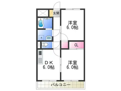 メゾンマリーネ(2DK/4階)の間取り写真