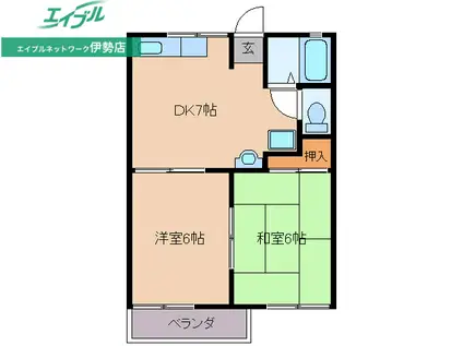 アメニティハイツ(2DK/2階)の間取り写真