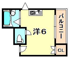 篠原シャレー(ワンルーム/2階)の間取り写真