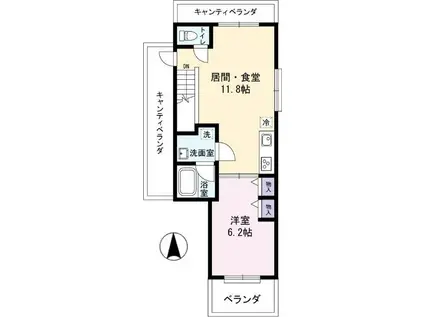 ブラウニ世田谷(1LDK/3階)の間取り写真