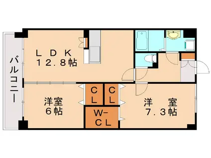 ヴェルデ青山(2LDK/1階)の間取り写真