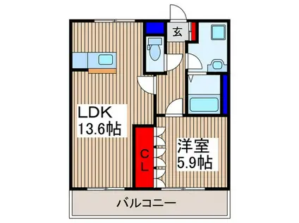 ラビランスA(1LDK/1階)の間取り写真
