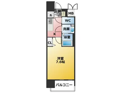 プレサンス名古屋STATIONディーヴァ(1K/2階)の間取り写真