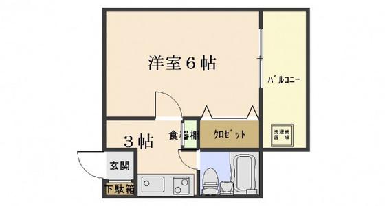 エステート9大州(1K/1階)の間取り写真